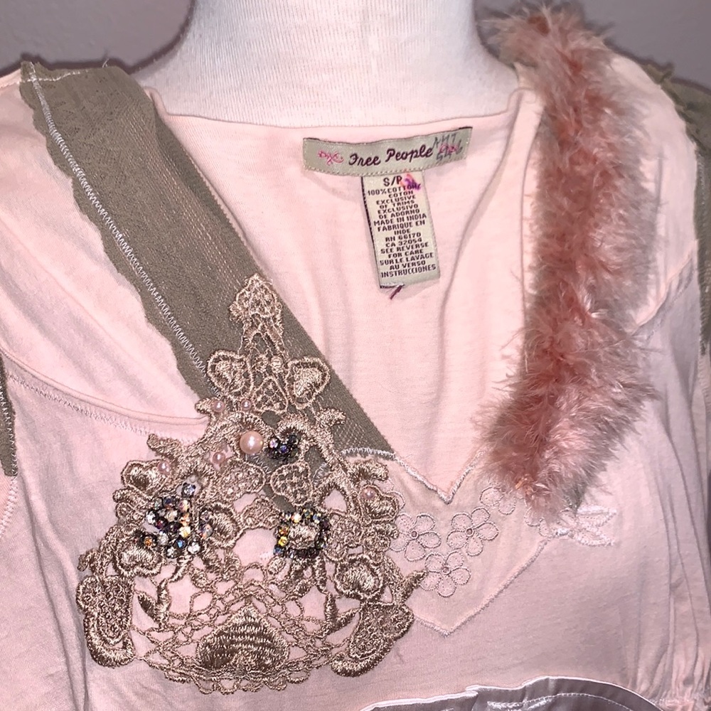 Crochet lace up corset rhinestone pearl fur top SM